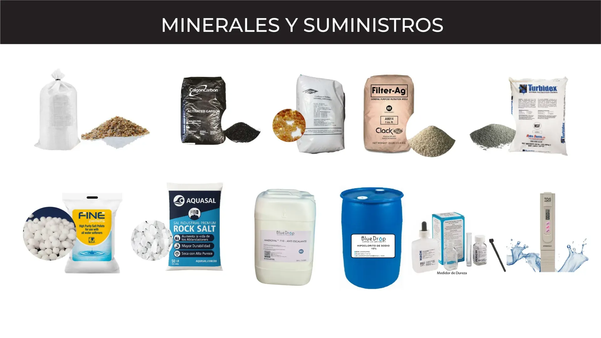 Minerales y suministros para piscinas y tratamiento de agua - BlueDrop SRL